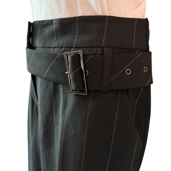 Anne Klein Black Pantsuit with brown Pinstripes - Picture 9 of 17